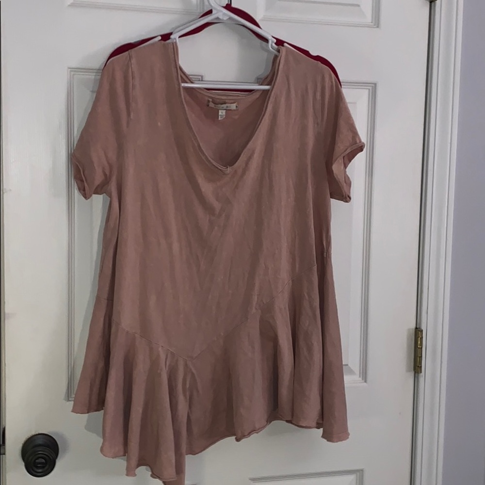 Anthropologie Asymmetrical Pink Shirt